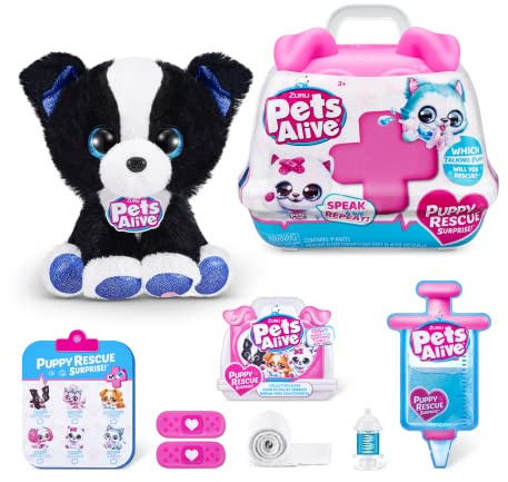 ZURU Surprise Puppy Plush - Border Collie Puppy con Voz electrónica y repetición