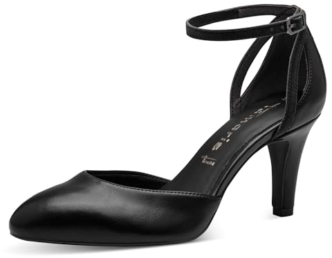 Tamaris Damen Pumps mit Riemchen Vegan Stilettoabsatz; Black/schwarz; 40