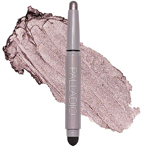 Palladio Waterproof Eyeshadow Stick with Blending Sponge, Long Lasting & Effortless Application, Smudge Free & Crease Proof Formula, Matte & Shimmer Shades, Buildable Eye Shadow (Silver Mauve Shimmer)