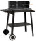 vidaXL Charcoal BBQ Grill, Charcoal Grill with Wheels, BBQ Stand with Rotisserie Pole and Cooking Grid, BBQ Smoker for Garden Patio, Black Steel