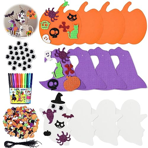 Bricolage d'automne pour enfants, décorations de citrouille d'Halloween, kits de bricolage en mousse, kit de bricolage citrouille, couronnes en feutre pour enfants, kit de bricolage décoratif,