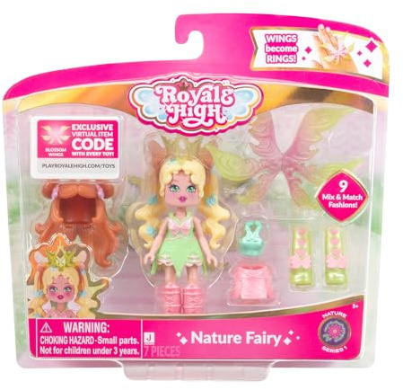 Jazwares Royale - Bambola di fata naturale alta 7,6 cm, 1 figura con 9 accessori alla moda, codice articolo virtuale incluso, serie 1, età 5+