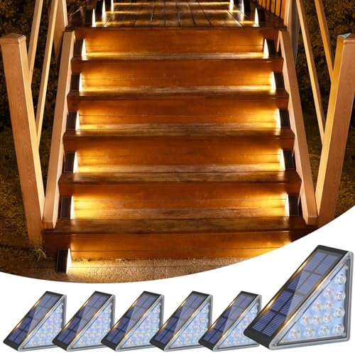 VOLISUN Solar Step Lights for Outside, Solar Stair Lights(Black,6 Pack)