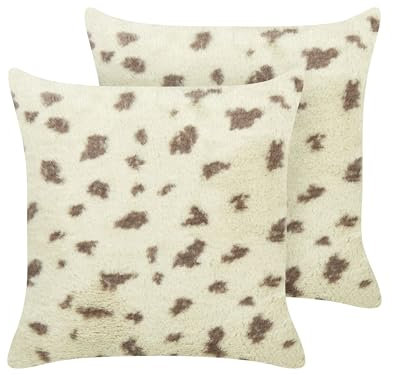 Beliani Set di 2 cuscini decorativi in pelliccia sintetica beige 45 x 45 cm