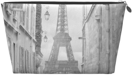 FZGGWYHL Trousse de toilette de voyage en cuir imprimé Tour Eiffel Paris Rue Rouge Parapluie Sac à cosmétiques Sac de voyage Organisateur de voyage, Argenté., Taille unique