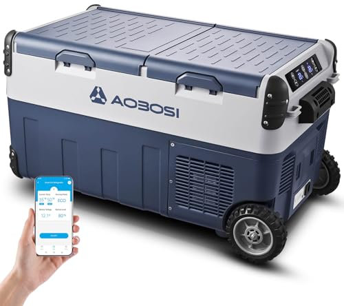 AAOBOSI Kompressor Kühlbox 30L, Kompressor Kühlbox Dual Zone -20°C bis 20°C, Robuste Kühlbox 12V 230v für Autos, Lastwagen, Boote, Wohnmobile, Camping und Angeln