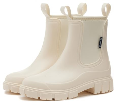 SmoothPace Gummistiefel Damen Wasserdicht Gummistiefeletten Halbhohe Chelsea Boots Rutschsicher Abriebfest Atmungsaktiv Regenschuhe Komfort Garten Stiefeletten 36-41EU