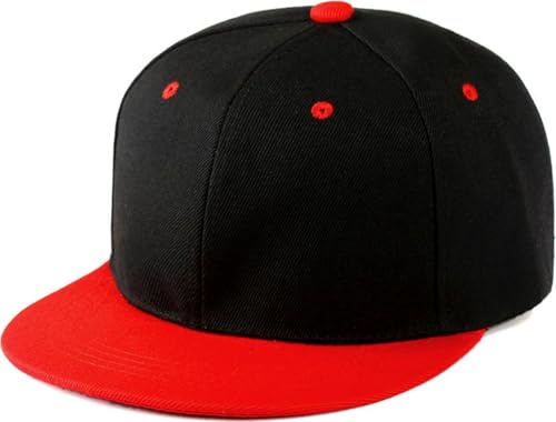 YeeHeen Snapback Hat Flat Bill Visor Hats Adjustable Hip Hop Baseball Cap for Women Men Black Red