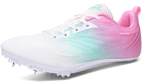 sekiueo Zapatillas De Atletismo Hombres Mujeres Zapatillas De Atletismo para Carreras De Pista Y Campo Zapatillas Deportivas con Clavos para Niños Y Niñas,Rosado,34 EU