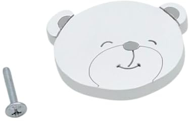 BOTTERLUIGI L S KIT 6 Pomoli in Legno a Forma di Orsetto – Bianco e Grigio – Per Cameretta Bambina – Viti Incluse