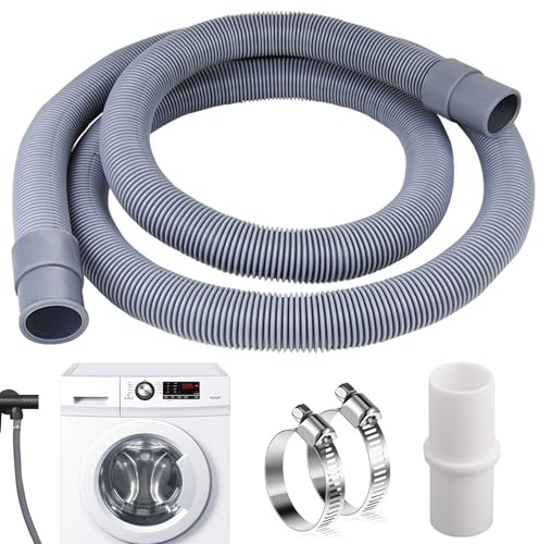 1M Universal Waschmaschinenschlauch, Ablaufschlauch Verlängerung Set, Ablaufschlauch für Waschmaschinen mit 1 Schlauchverbinder 2 Schlauchschellen,für Waschmaschinenschlauch, Geschirrspüler, Trockner