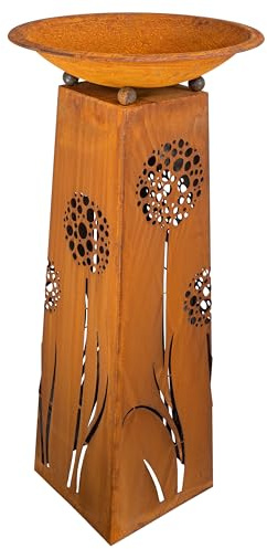 Rostikal Macetero Tipo Columna Diente de León Columna de Flores Columna de Decoración Columna de Jardín Patina Fuente para Plantar Redondo 50