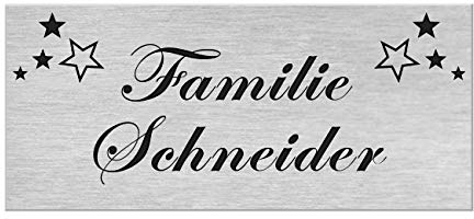 Motiv Edelstahl Briefkastenschild I über 40 Motive zur Auswahl I Klingelschild mit Gravur I Türschild in 100x40mm I Namensschild Selbstklebend - Stern