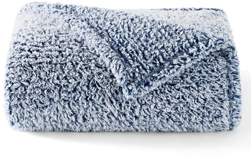 Bedsure Fleece Sherpa Throw Blanket - Super Soft, Cozy & Warm Fluffy Blanket for Sofa and Bed, Single, Navy, 130x150cm