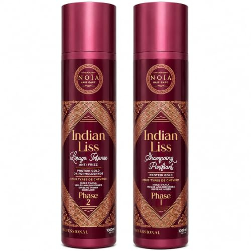 NOIA INDIAN LISS Lissage Huile d'Amla/Caviar/Ginseng Indien Protein Gold, 2 x 1000 ml