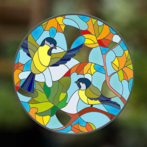 Small Birds Stained Glass Suncatcher - Beautiful Decorative Window Stickers for Glass