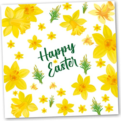 Easter Card. Easter Daffodils Design with Matching Envelope. 150x150mm. Ecofriendly. Blank Inside. Printed and Packed in UK.