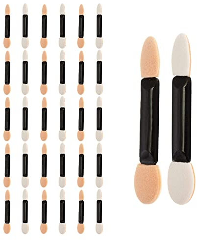 30pcs Dual Sided Oval Sponge Eyeshadow Applicator Brush, Disposable Eye Makeup Applicators for Eyeliner