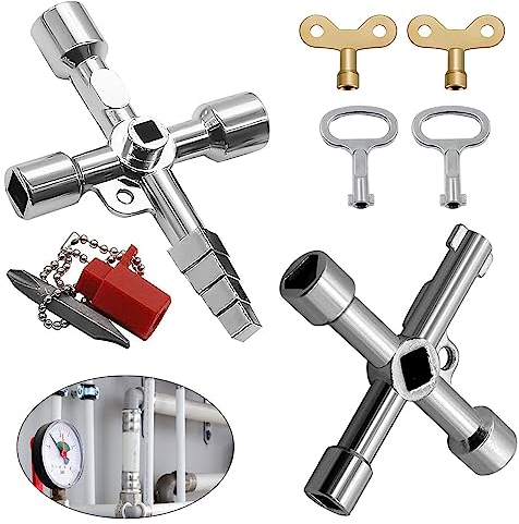 WnlahuWA 6 Stück Universalschlüssel, Schaltschrankschlüssel, 4 Kant Schlüssel, Wasserhahn Schlüssel, Universalschlüssel, für Wasser, Strom, Stromzähler, Heizkörper, Aufzüge usw (6 Stück)