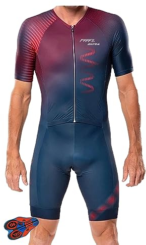 FFFF & OLFEH Herren Pro Trisuit Kurzarm Triathlonanzug, Triathlon Anzug Kurzarm Trisuit SpeedSuit Skinsuit Sike Triathlon Tri Suit,Triathlon-Anzug für Herren (FA5,L)