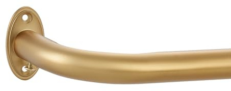 Room Darking Curtain Rod, 28-84 Inch Adjustable Window Curtain Rods Wrap Around 1inch Diameter Single Splicing Curtain Rod, Warm Gold