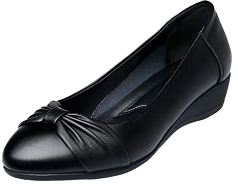 Ballerines pour femme avec talon compensé et sandales décontractées pour femme - Ballerines noires pour femme, Noir , 40 EU