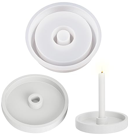 DZAY Runde Silikonform Kerzenhalter, DIY Gießform Kerzenhalter, Beton Lippenstifthalter Kerzenhalter Form, Stabkerzenhalter Silikonform für Wohndekoration Kunst Dekoration