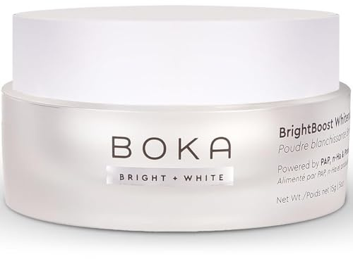 Boka Teeth Whitening BrightBoost Powder - Nano Hydroxyapatite, Appropriate for Sensitive Teeth, Whitening - Toothpaste Alternative with Essential Oils, Has Probiotics, Multivitamins & Aloe