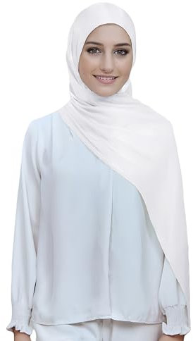 Lina & Lily Damen Hijab Kopftuch Schal mit Glanz-Schimmer Für Muslimische Frauen (Weiß)