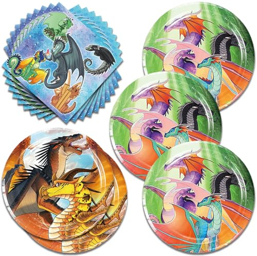 Wings of Fire Party Supplies - 40PCS Tableware Set for 20 Guests, Birthday Decorations for Theme Party