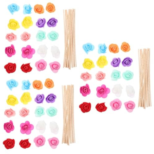 Amosfun 60 Piezas Accesorios De Aromaterapia Difusores para El Hogar Varillas Difusoras De Aceites Esenciales Fragancia Herramientas Difusoras Palos Difusores con Flor Artificial De Madera