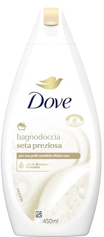 Dove Baño de seda noble, fórmula con crema hidratante Dermo natural, con crema hidratante 1/4, dermatológicamente probado, gel de ducha para mujeres y hombres, botella 100% reciclada* 450 ml