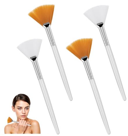 Wanmu 4-teiliges Fächerpinsel Gesichtspinsel, Maskenpinsel Fächerpinsel Gesichtsmaskenapplikator Gesichtsmaske Pinsel Kosmetik Masken Pinsel für Gesichtsmasken Augenmasken Gesichtscreme Serum