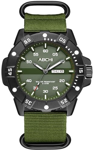 findtime Uhren Herren Militär Armee Designer Armbanduhren mit Datum Feld Uhr Grün Nylon Canvas Band Analog Quarz Sportuhr für Männer