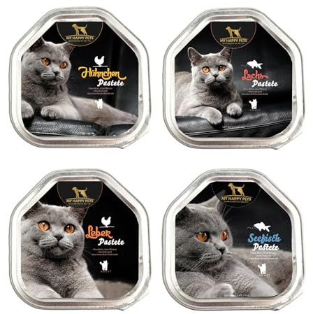 MY HAPPY PETS Super Premium Katzenfutter getreidefrei 120 Schalen (4 Sorten à 30 Schalen)