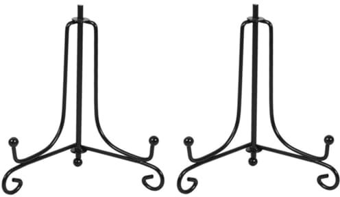 BOBOZHONG 2 Pack Supporto per Piatti in Ferro Nero, Portafoto Regolabile e Pieghevole, Stand Espositivo per Quadri, Libri, Arte e Decorazioni (7 Pollici) Stabile, Multiuso per Casa/Ufficio/Ristorante