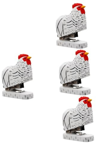 jojofuny 4 Pièces Agrafeuse De Coq Devoir Poulet Outil D'agrafage De Livre Petite Agrafeuse Mignon Agrafeuse De Bureau Papeterie Papier Dessin Animé Agrafes Bois