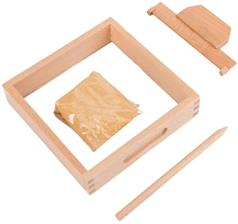 THINCAN Vassoio da disegno di sabbia creativa per lettera dei bambini e pratica dei numeri con penna in legno, ideale per l'assistenza educativa della prima infanzia per bambini Scrivi vassoio