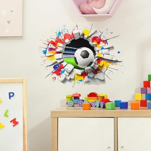 Broken Wall Paint Football Wall Stickers for Living Room Background Decor Mural Bedroom Home Decoration Beautify Decals