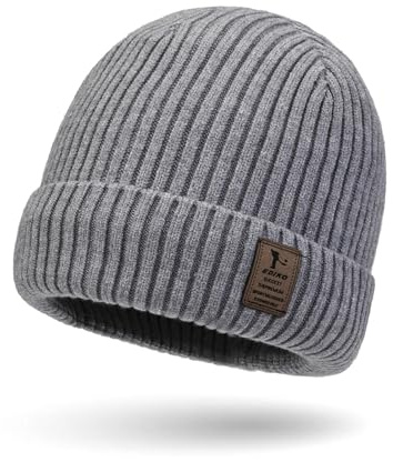 SEFIRST Knit Beanie Cappello, Uomo Berretto Cappellino Lana Merino, Grigio
