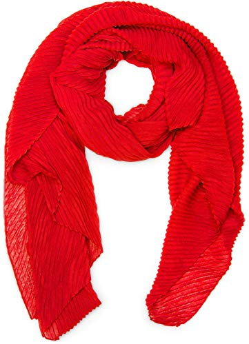styleBREAKER Damen Schal fein gekreppt | Leichter Plissee-Schal für stilvolle Looks | Elegantes Halstuch mit fließenden Falten | Modisch Vielseitig & Angenehm weich | 96 x 192 cm, Farbe:Rot