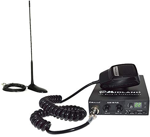 Midland Radio CB Alan 100 + Antenna Extra 45 con Magnete SQ, Scan, 4 W, AM-FM, 12 V, 5 – 7 km