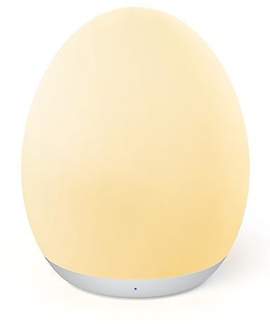 sympa Nachtlicht Kinder Baby Stilllicht Dimmbar mit 8 Farbwechsel, 1H Timer, Speicherfunktion, Bergsteigerhaken, Typ-C-Ladeanschluss Silikon LED Nachttischlampe Ei zum Stillen Schlafen (Weiß)