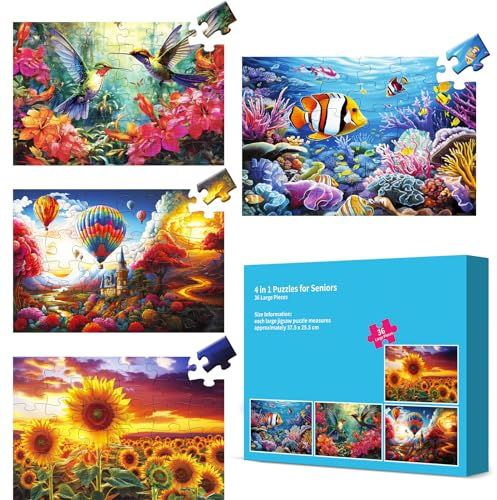 Großes Puzzle-Set für Senioren – Demenz, 36 Teile für ältere Erwachsene, Puzzles zur Alzheimer-Krankheit, Gedächtnis-Kognitionsspiele für Senioren