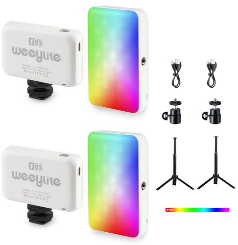 RGB-videolampa med stativ, bärbar LED-kamera, ljuspanel, 360° helfärg, LED-ljus appkontroll, CRI95+ dimbar 2800-6800K LED DSLR-belysning för fotografi, videokonferens, YouTube, TikTok