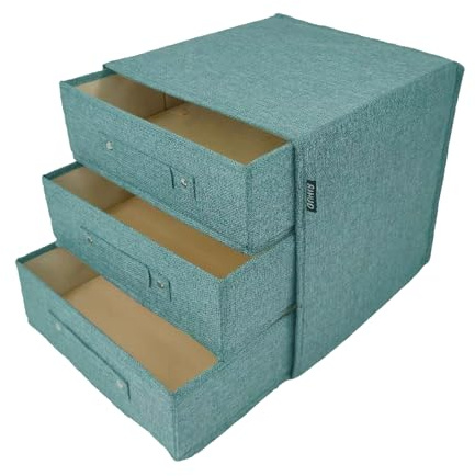 RIHUD Scatola portaoggetti in tessuto con coperchio, pieghevole, divisori, organizer per armadio, organizer per cassetti, biancheria intima, per calze, reggiseni, cravatte, sciarpe, vestiti