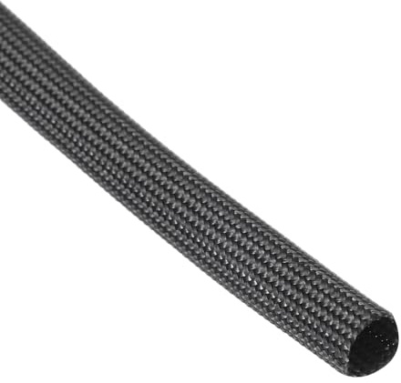 QUARKZMAN 1 Pz Intrecciata Guaina Per Cavi Elettrici, 6mm x 5m, Guaina alta temperatura in fibre di vetro alcali-free, Tagliabile Nascondi Cavi, Cable Management Per TV, Auto, Casa, Nero