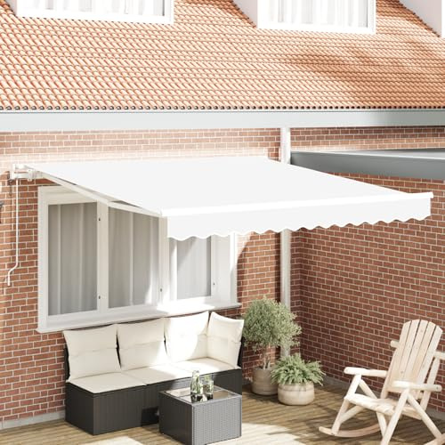 IKAYAA Toldo Motorizado 3.5 x 2.5 m, Toldo Electrico Exterior, Toldo Articulado Eléctrico con Mando a Distancia, Toldo Brazo Extensible para Terraza, Jardín, Blanco