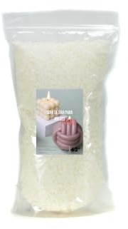 Cera de soja 100% Natural Premium para moldes, figuras, wax melts en bolsa de 3Kg. Perlas de alto punto de fusión y desmolde fácil, sin olor para DIY. Compatible con colorantes y fragancias.