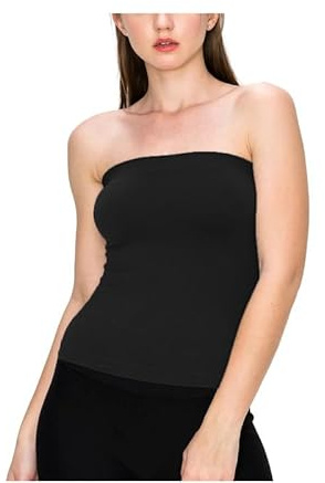 BODYWEAR LTD - Femmes Gilets Bandeau Bandeau Uni Bustier Tube Bra Top - Mode - Confortable - Vêtement d'été, Noir , XL